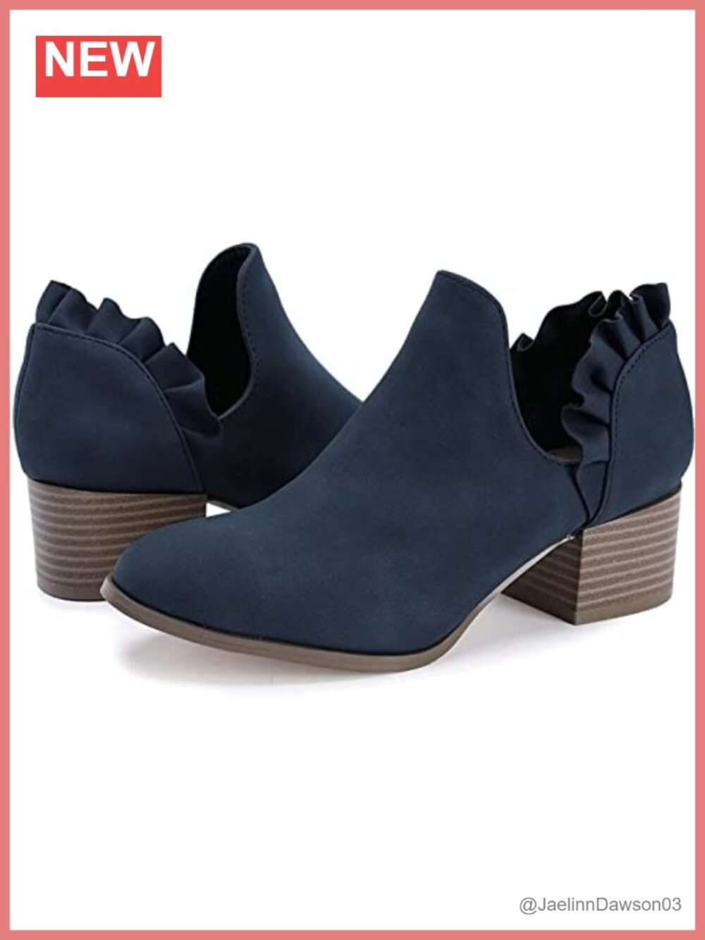 Faux Leather Cutout Ankle Booties Stacked Block Heel Slip On Dress Boots